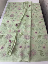 Mul chanderi saree with embroidery - MS14899 PastelGreen