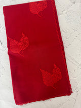 Kota Moonga checks Applique work saree MSH278 - Leaf Design(Red)