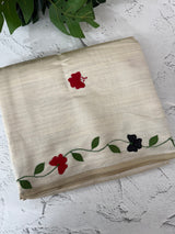 Blended tussar saree with embriodery - MS8672 Cream