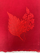 Kota Moonga checks Applique work saree MSH278 - Leaf Design(Red)
