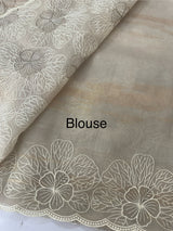 Premium Crush Organza saree with thread work- MCW863 CementGrey