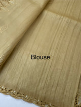 Semi tussar saree with cutwork MSHK566 Chiku