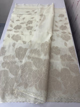 Premium Silk organza saree with applique work MSSA671 Offwhite