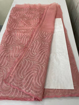 Glass organza saree with thread work- MOS351 Pastel PeachPink