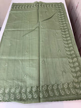 Semi tussar saree with cutwork MSHK566 - DustyGreen