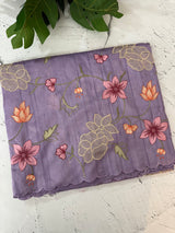 Blended tussar saree with applique work and embroidery MTSS451 Lavender