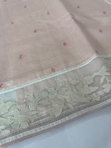 Mul chanderi cotton saree with organza applique borders MSH212 - PastelPeach
