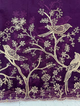 Silk organza saree with metallic zari work - MS14634 Purple