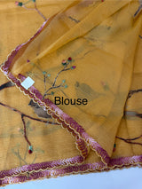 Crush Georgette-Organza saree with kanta embroidery and 3D prints saree MSB3