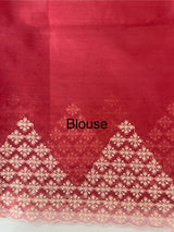 Soft Organza saree with embroidery and sequins borders - MCK286 CrimsonPink
