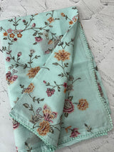 Silky kota saree with cross stitch embroidery MS9832 PastelBlue