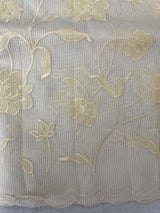 Moonga checks saree with Applique work MSK766(2) -Ivory