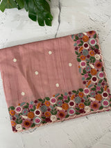 Blended tussar saree with embriodery - MSH6790 DuskyPeach