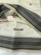 Blended tussar silk saree with embroidery- MSH490