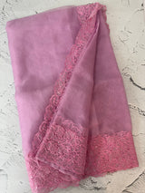 Soft Organza saree with embroidery sequins borders - MSH5778 BabyPink