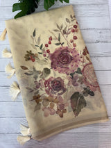 Tissue Chanderi-Linen blended saree with french knots, sequence and bead work - MS19965