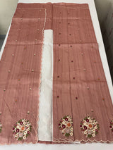 Blended tussar silk saree with embroidery- MS1072 NudePeach