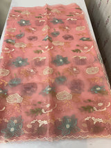 Organza saree with embroidery - MOS390 PeachPink