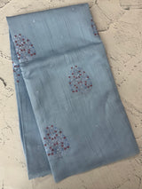 Crushed Blended tussar silk saree with embroidery- MSB7980 PowderBlue