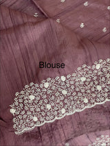 Semi tussar saree with embroidery MST121 - Mauve
