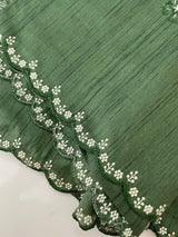 Cutwork Semi tussar saree MTSS680 DarkGreen