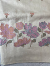 Soft Blended tussar saree with cross stitch embriodery - MS8665 PearlCream