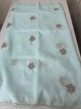 Soft crush Organza saree with applique work MBS679 - PastelBlue