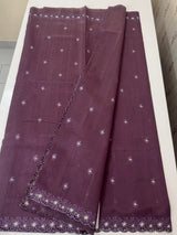 Blended tussar saree with cutwork border- MSHK268 DarkMauve