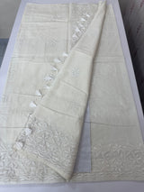 Mul chanderi chikankari embriodery saree MSH291 (1) Offwhite