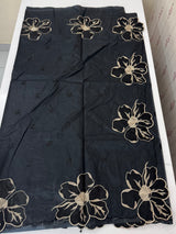 Organza saree with embroidery borders MOS4765 Black