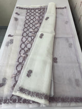Premium Moonga checks saree with Hand Chikankari work MSH246 Lavender