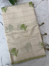 Mul chanderi saree with embriodery & zari lines MSH254