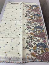 Kota silk saree embroidery MKS15452 - Offwhite