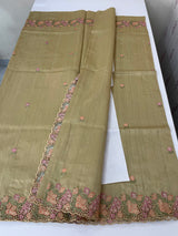 Blended tussar saree with cutwork border- MSHK695