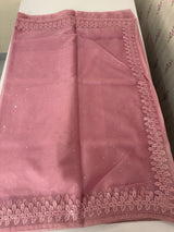Soft Organza saree with cutwork borders and sequins work - MOS4551