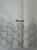Crushed Matka Blended Tussar silk saree with cutwork borders MS4890 White