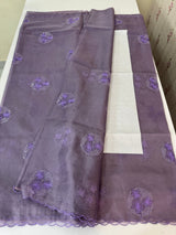 Semi Organza saree with embroidery - MSH375 DustyLavender