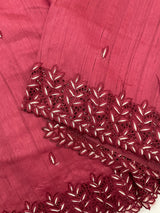 Semi tussar saree with cutwork MSHK566 Cranberry