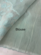 Khadi supernet saree with net applique borders MSH208 PastelBlue