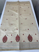 Blended semi tussar silk saree with embroidery MSJ677(4)- Cream
