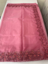 Soft Organza saree with embroidery borders - MCW786 Pink