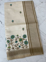 Blended tussar silk saree with embroidery- MSH490
