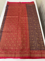 Banarasi semi katan saree with contrast border MKS455 Purple to Red