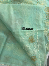 Semi organza saree with thread work - MSH910 PastelAquaBlue