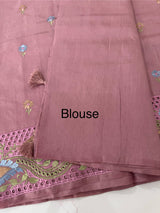 Cutwork Raw silk saree MSH228 DustyOnion