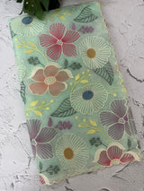 Viscose organza saree with thread work - MSH296 AquaGreen