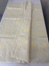 Moonga checks saree with Applique work MSK766(2) -Ivory