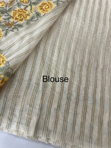 Mul chanderi saree with cross stitch embriodery & zari lines MSH272