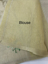 Tissue linen saree with embroidery MSL4900 - Yellow