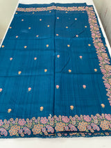 Blended tussar saree with cutwork border- MSHK695 Teal